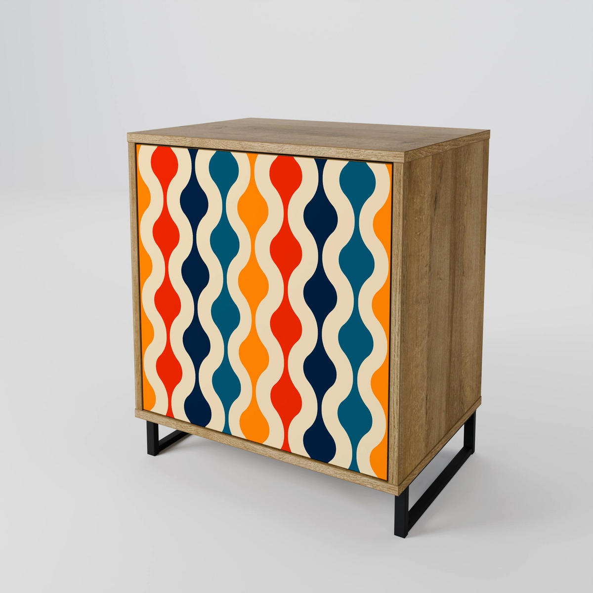 SIDEBOARD COLORFUL NOSTALGIA, Eichefarben, 57,5x42x57,5 cm, Ohne Füße - Eichefarben/Multicolor, Holzwerkstoff (57.5/57.5/42cm) - SpaceRebels