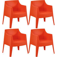 GARTENSTUHL 4er Set Kunststoff Orange - Orange, Kunststoff (73/78/57cm) - CLP