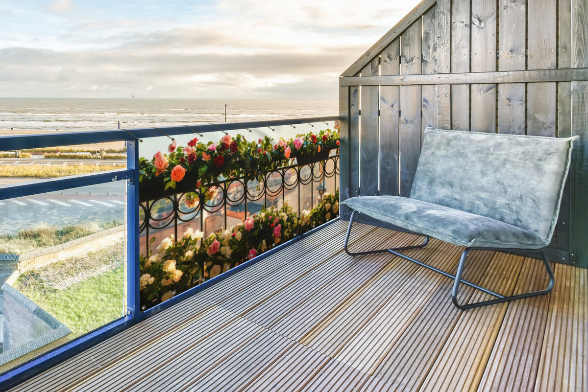 BALKON-SICHTSCHUTZ Blumen - Zaun - Stadtbild - Sommer - Pink, Kunststoff (300/120cm) - MuchoWow