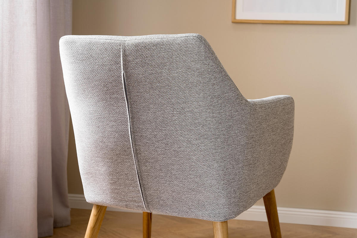 LOUNGESESSEL - Eichefarben/Hellgrau, Eichenholz/Textil (66/80/68cm) - home24