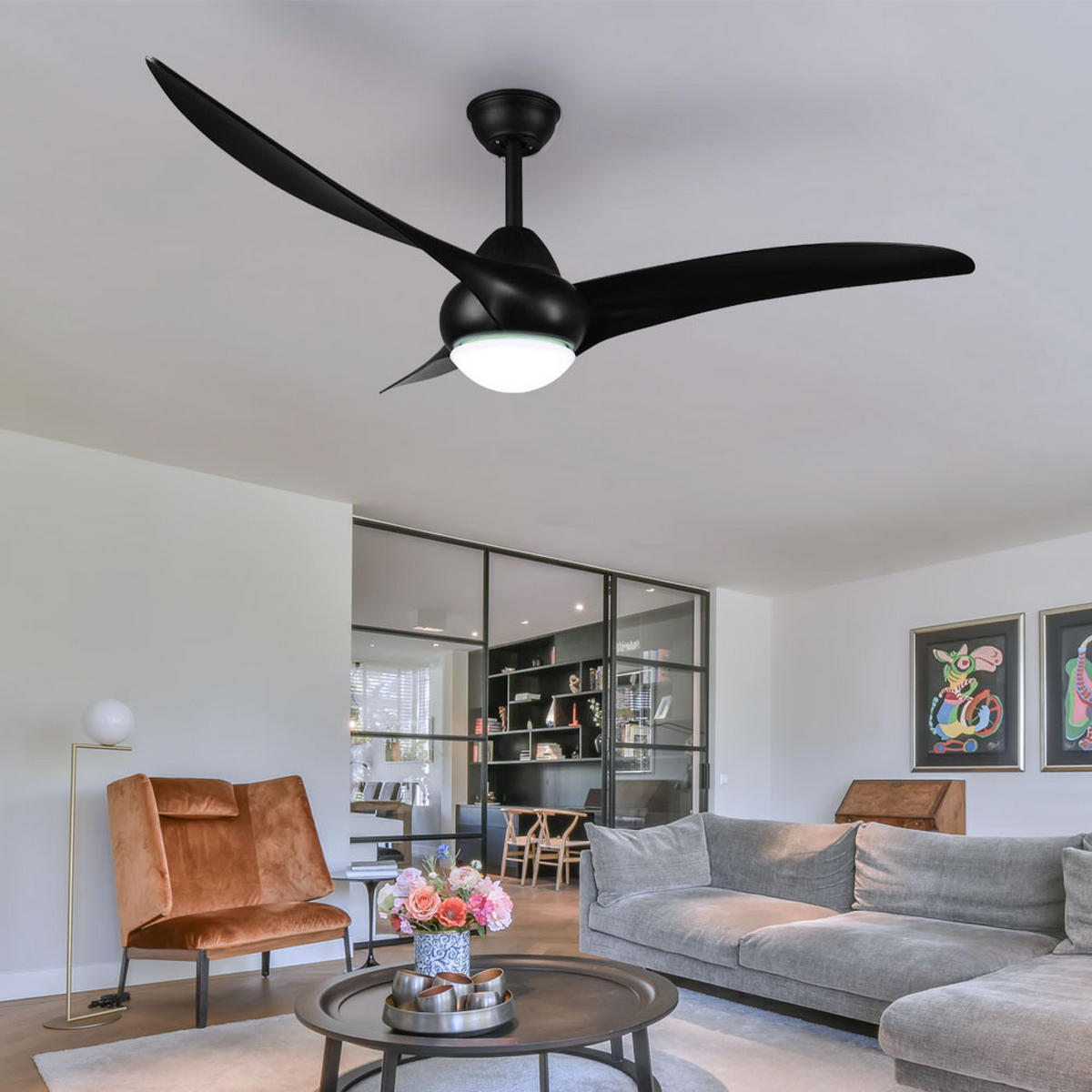 LED DECKENLEUCHTE ALESUND Kunststoff Schwarz - Schwarz, Kunststoff (115/115/47cm)