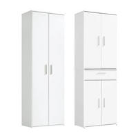 MEHRZWECKSCHRANK SET Der Allzweckwaffe - Silberfarben/Weiß, Holzwerkstoff (60/180/34cm) - Mokebo