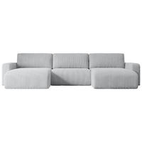 WOHNLANDSCHAFT mit Schlaffunktion und Bettkasten KLEEA-U - 347x143x83 cm Grau Cord - Schwarz/Grau, Holzwerkstoff/Kunststoff (347/83/143cm) - ALTDECOR