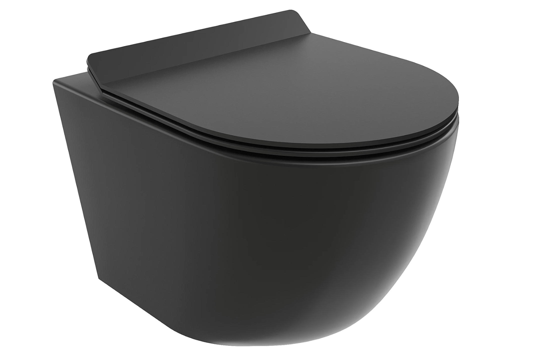 WAND-WC Rolo Schwarz, Keramik, 48,5/37/35,5 cm - Schwarz, Keramik (37/35.5/48.5cm) - bad land