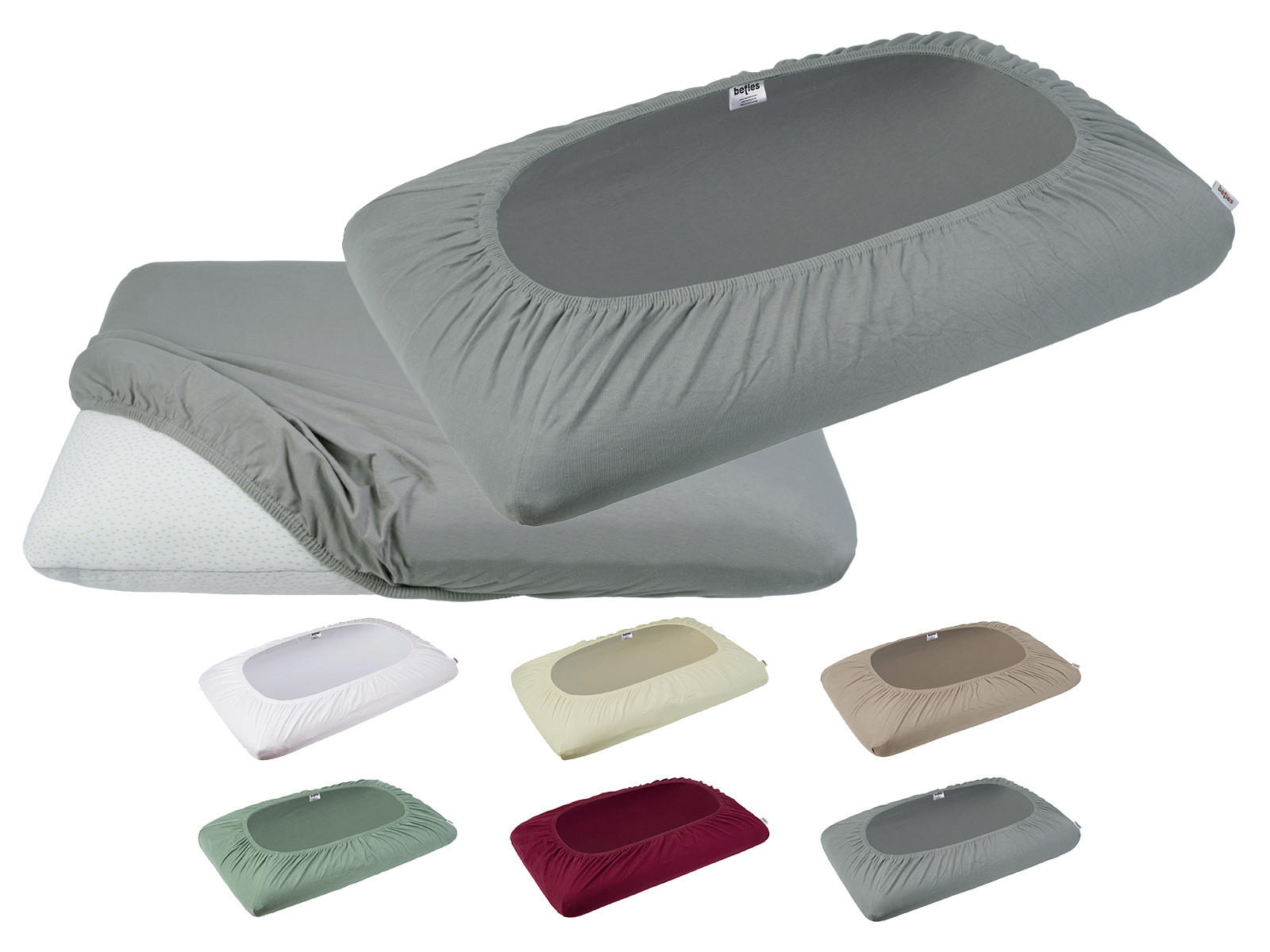 NACKENKISSEN-SPANNBEZUG BasicSoft Baumwoll-Jersey mit Elasthan silber-grau 40/70 cm - Grau, Textil (40/70cm) - beties Heimtextil