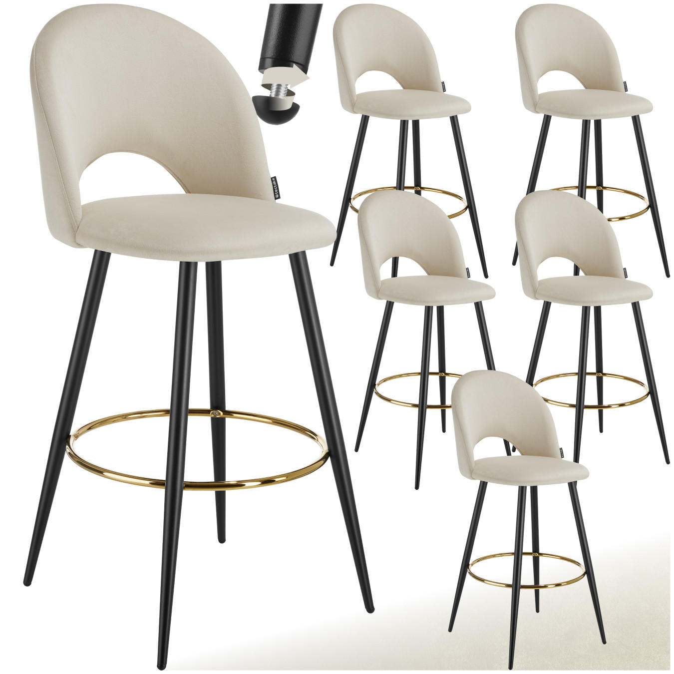 BARSTUHL Sachel,49 x 58 x 110 cm, Belastbarkeit 120 kg,creme/schwarz - Creme/Schwarz, Kunststoff (49/110/58cm) - tectake