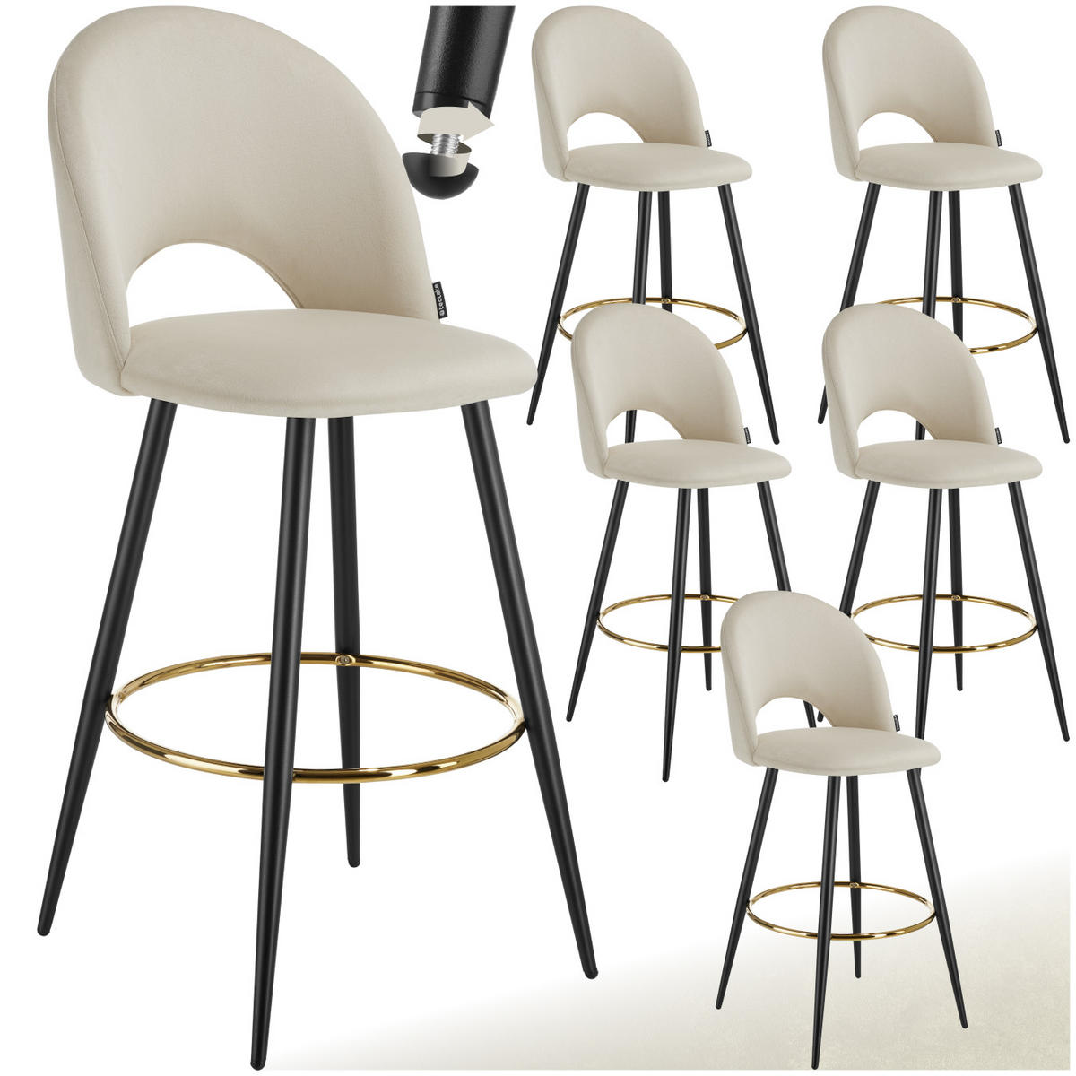 BARSTUHL Sachel,49 x 58 x 110 cm, Belastbarkeit 120 kg,creme/schwarz - Creme/Schwarz, Kunststoff (49/110/58cm) - tectake