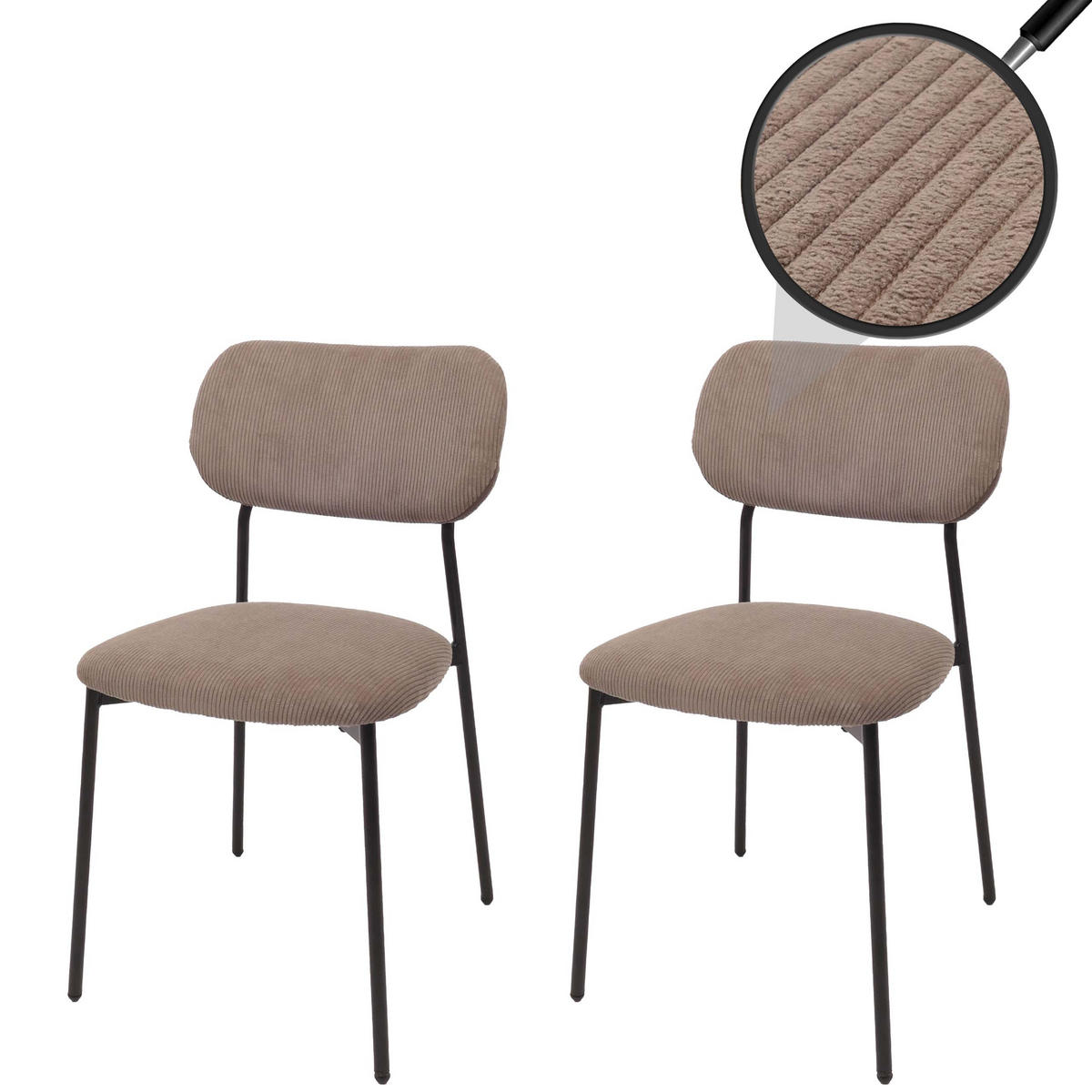 ESSZIMMERSTUHL taupe 2er-Set - Taupe, Textil (44/84/52cm) - MCW