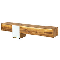 LOWBOARD Wildeiche 240x43x55 natur geölt / Glas weiß WIEN #108 - Naturfarben/Weiß, Holz (240/55/43cm) - Massivmoebel24