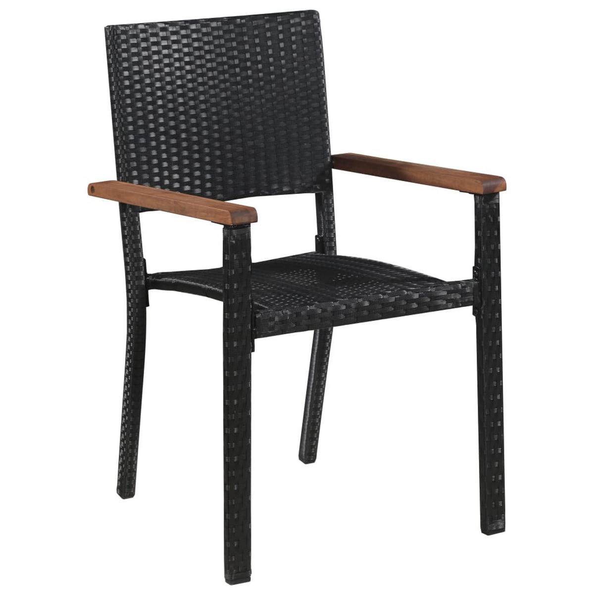 GARTENSTÜHLE 2 Stk. Poly-Rattan Schwarz - Schwarz, Kunststoff (56/88/55cm) - furnicato