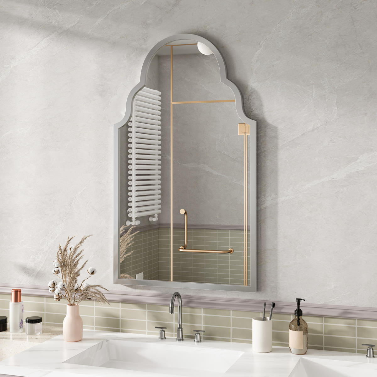 WANDSPIEGEL Rechteckig 61x101x3cm Silber mit Metallrahmen Für Badezimmer,Wohnzimmer,Flur - Silberfarben, Glas (61/101/3cm) - Modfu