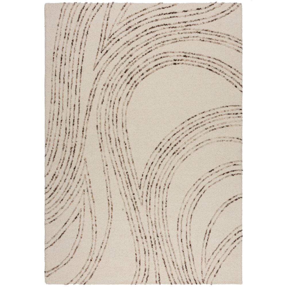 WOLLTEPPICH Abstrakt-Wirbel, handgetuftet, naturfarben HUMBER, Natur-Braun 160x230 cm - Naturfarben, Textil (160/230cm) - KADIMA DESIGN