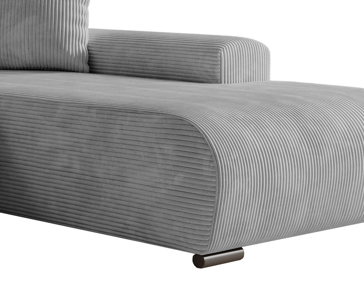 ECKSOFA Nelly mit Bettkasten und Schlaffunktion, Cordstoff in L-Form - Grau, Textil (270/185cm)