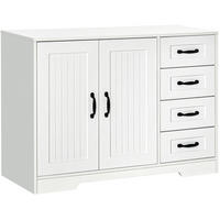 SIDEBOARD aus MDF 40x105x76 cm Weiß mit 4 Schubladen, verstellbarem Einlegeboden und Kippschutz - Weiß, Holzwerkstoff (105/76/40cm) - Modfu