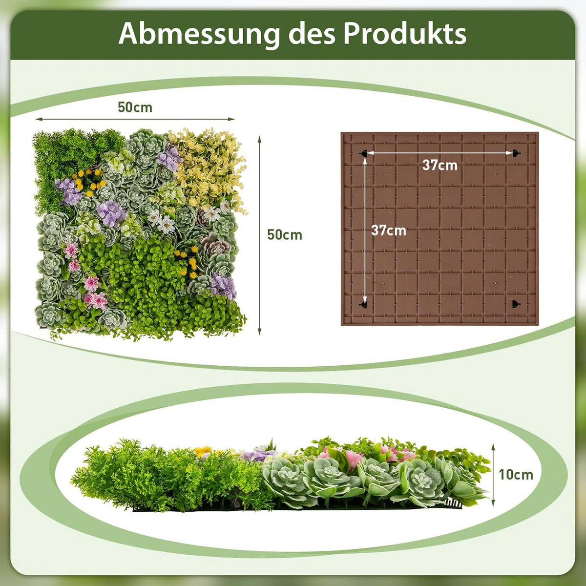 KUNSTPFLANZE Grün(2er-Set) - Grün, Kunststoff (10cm) - COSTWAY