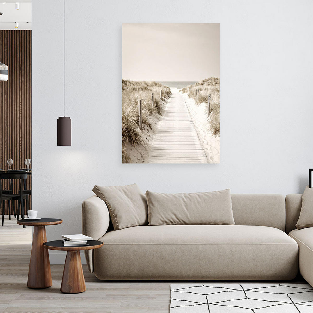 LEINWANDBILD Weg zum Strand Landschaft Natur 80x120cm - Beige, Textil (80/120cm) - Feeby