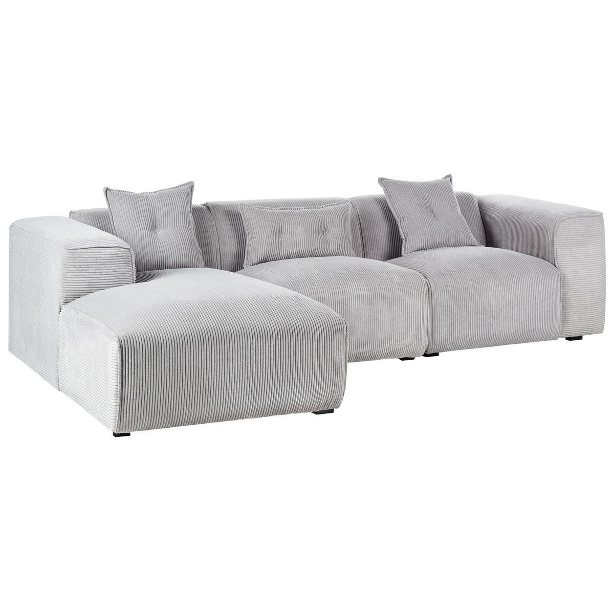 ROHOVÁ POHOVKA 3-místná Manšestr Světle šedá pravostranná Dolva - světle šedá, textil (294/170cm) - Beliani