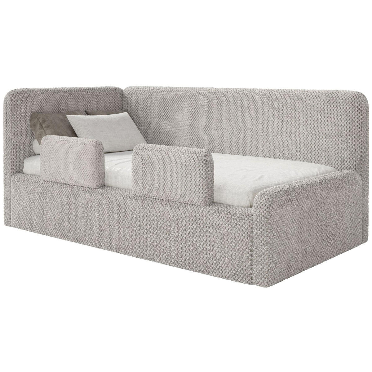 KINDERBETT Fanko Samt Greige 90x200 cm - Taupe/Schwarz, Kunststoff/Textil (90/200cm) - Selsey