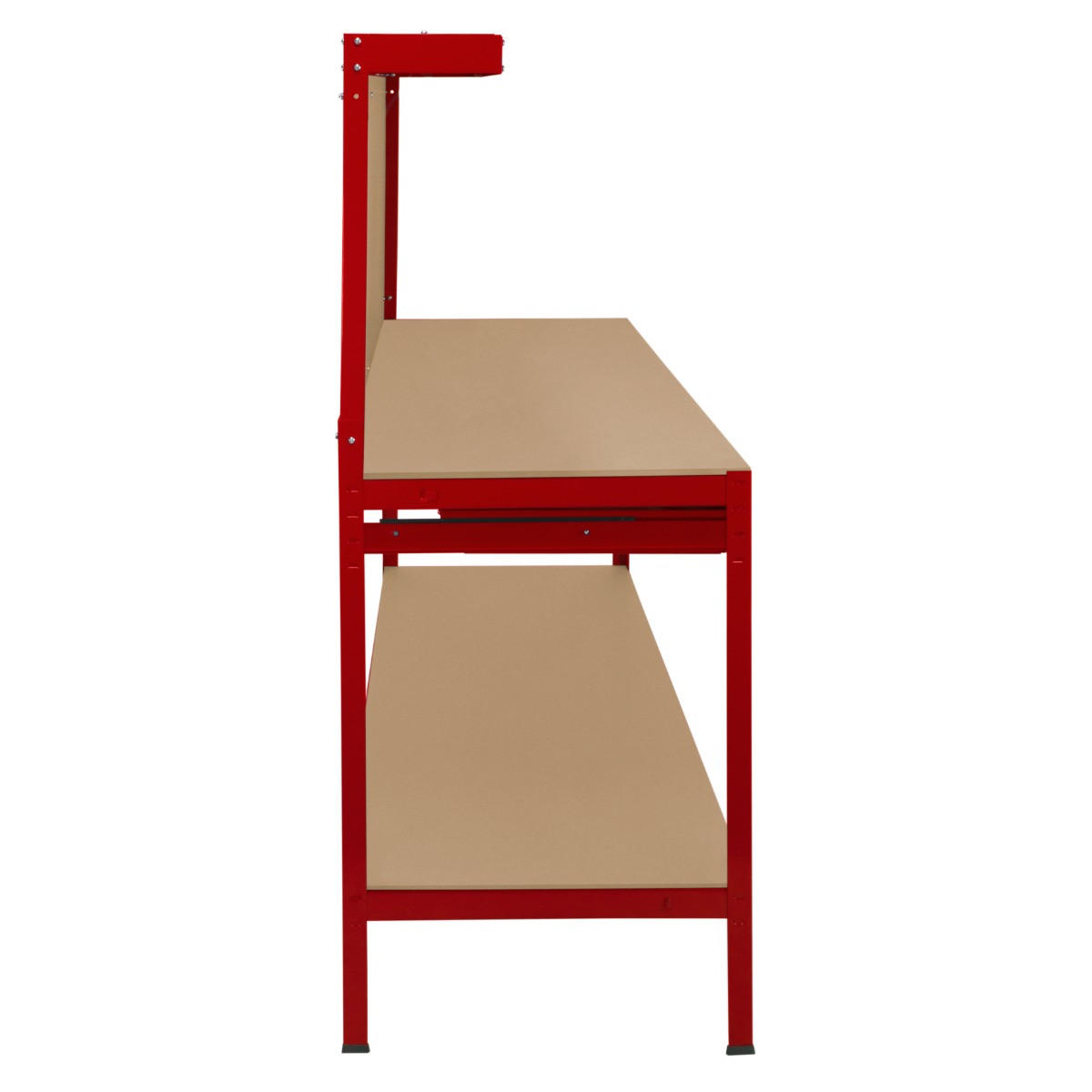 WERKBANK mit Lochwand, Schublade & Licht - Rot - Rot, Metall (120/155/60cm) - Monster Racking