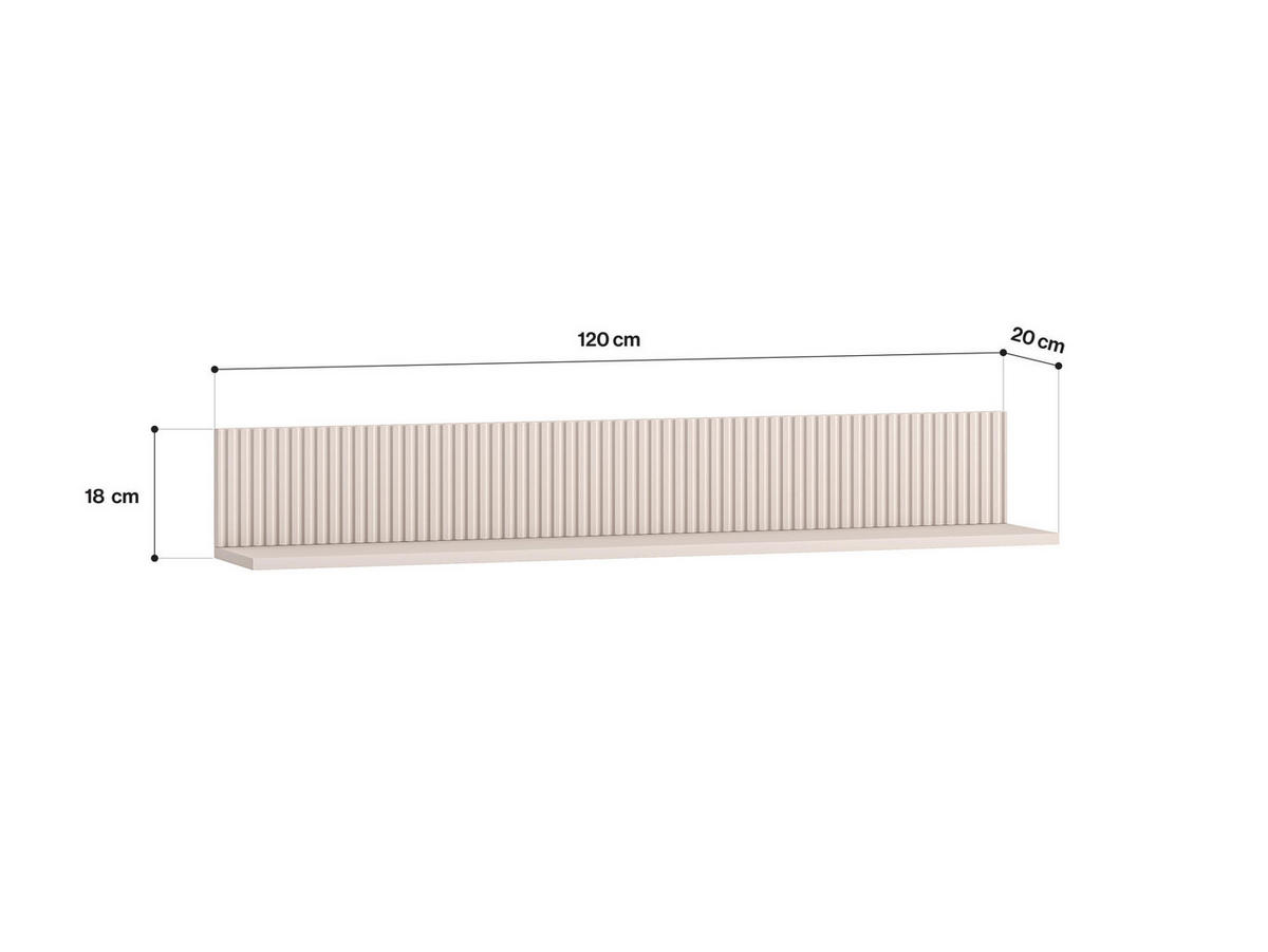 WANDREGAL DUNEA Beige 120x20x18 cm - Beige, Holzwerkstoff (120/18/20cm) - FURNLUX