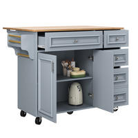 KÜCHENWAGEN 110x75x92cm Blau mit verstellbaren Fächern & Schubladen - Blau, Holzwerkstoff (110/92/75cm) - Modfu