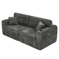 2-SITZER-SOFA DE-34622 mit USB-Ladefunktion Schwarz - Schwarz, Textil (100/89/220cm) - ComfortXL