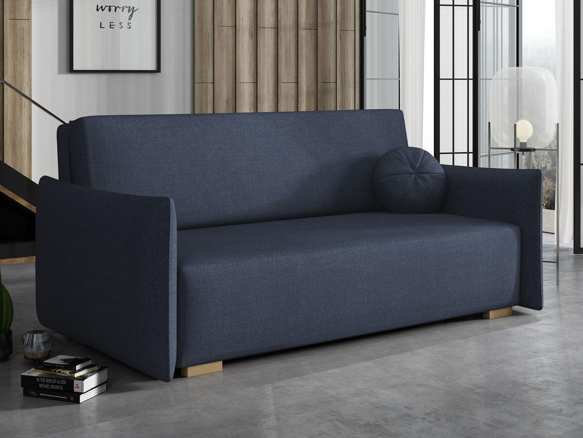 SCHLAFSOFA Viva Glov IV - Blau/Naturfarben, Holz/Textil (174/85/98cm) - MIRJAN24