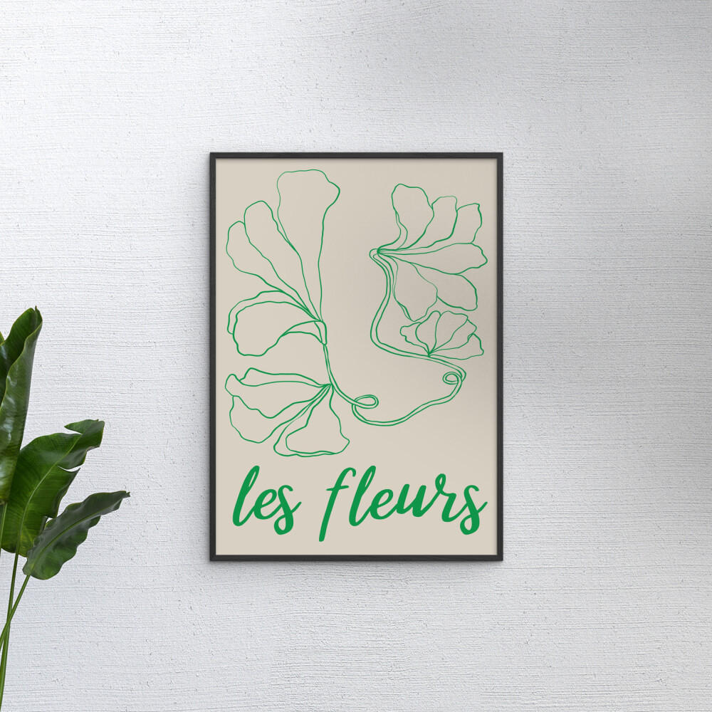 POSTER mit Rahmen Affordable Art Prints - Abstract Fleurs - Schwarz/Grün, Holz/Papier (30/40cm) - Poster&Frame