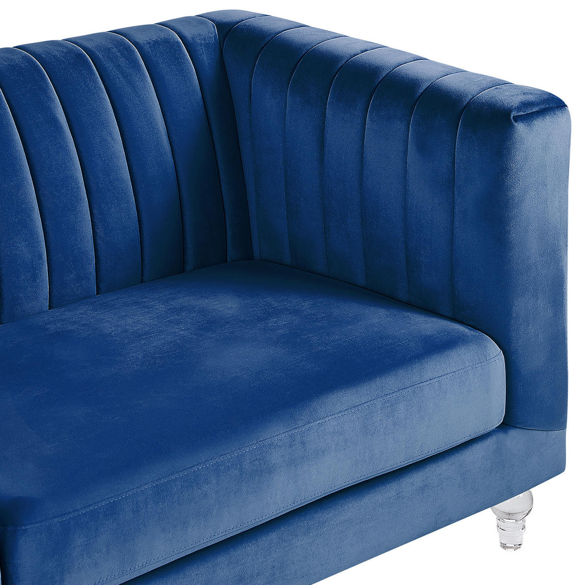 3-SITZER-SOFA Samtstoff Kobaltblau Arvika - Hellblau, Textil (204/75/78cm) - Beliani