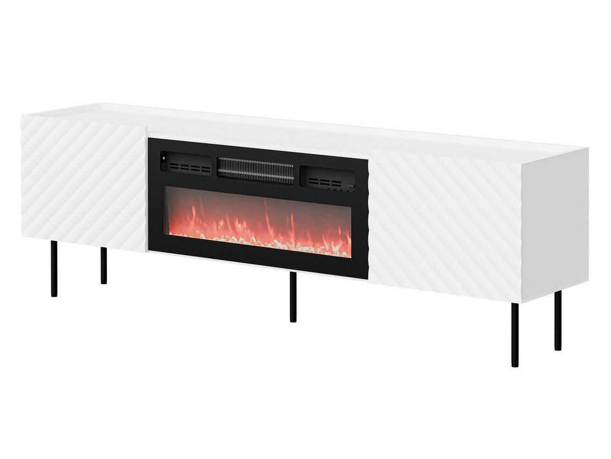 TV-LOWBOARD Lucca 180 2D mit Elektrische Kamin - Schwarz/Weiß, Holz/Holzwerkstoff (181/59/40cm) - MIRJAN24