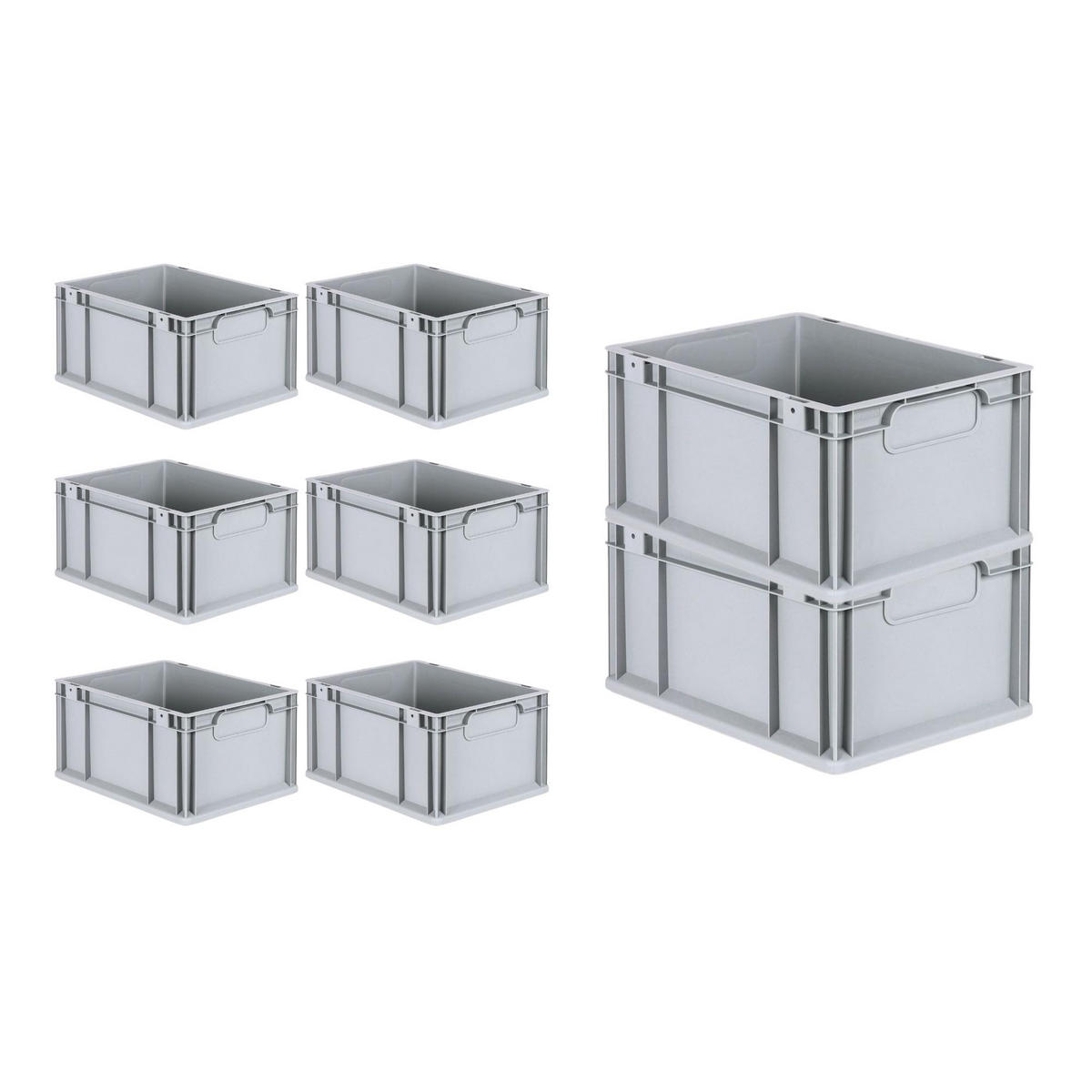 EUROBOX 8x Nextgen Economy Mit Auflagedeckel Grau/Blau Griffe Geschlossen 20 Liter - Blau, Kunststoff (30/22/40cm) - PROREGAL