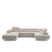 ECKSOFA U-Form WILD U Rechts mit Schlaffunktion 130x260 Chenille Beige - Beige/Silberfarben, Holz/Textil (203/90/350cm) - Muffo