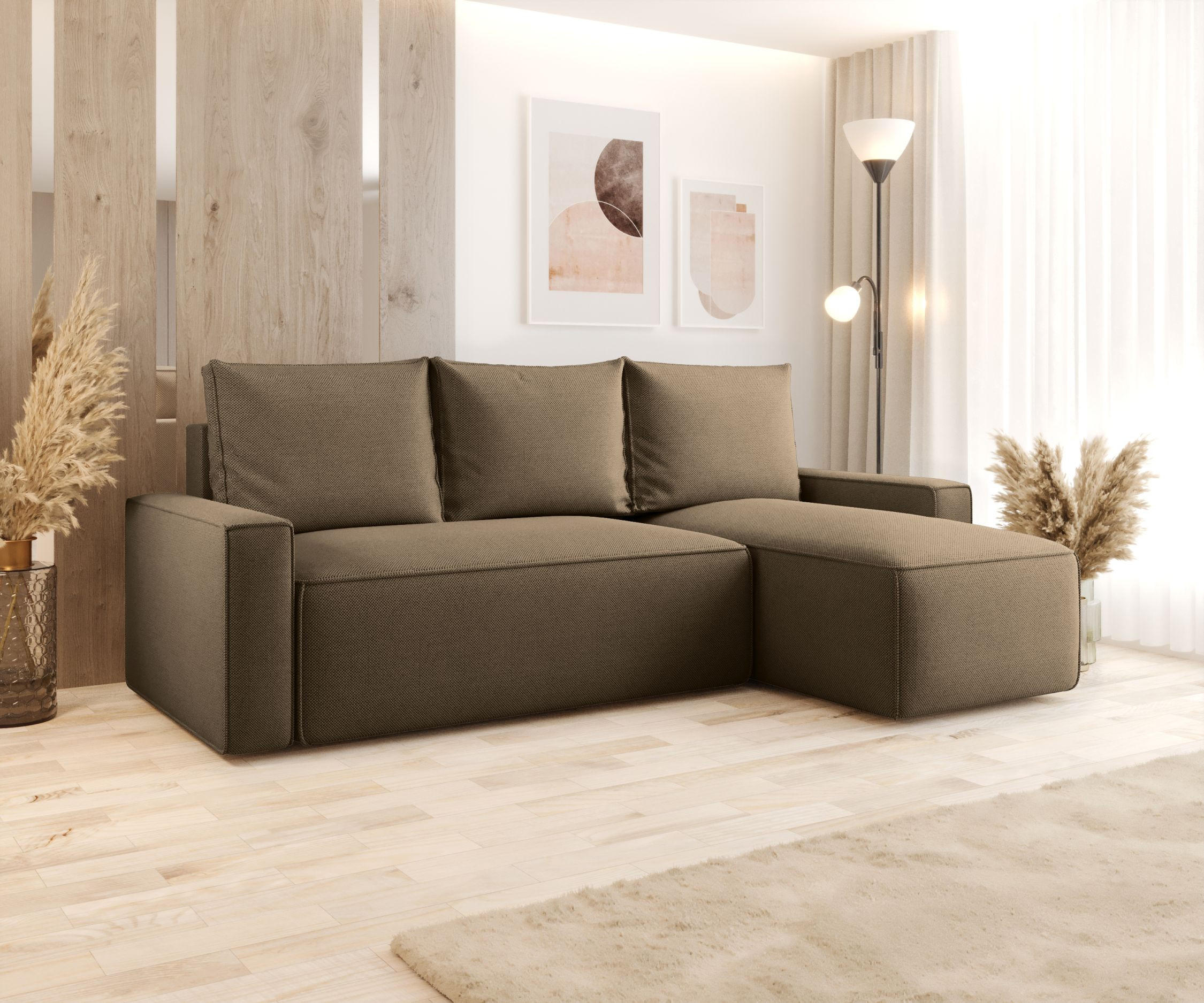 ECKSOFA mit Schlaffunktion SAVIO Curio 20 Rechts - Braun, Textil (232/140cm) - Bedante