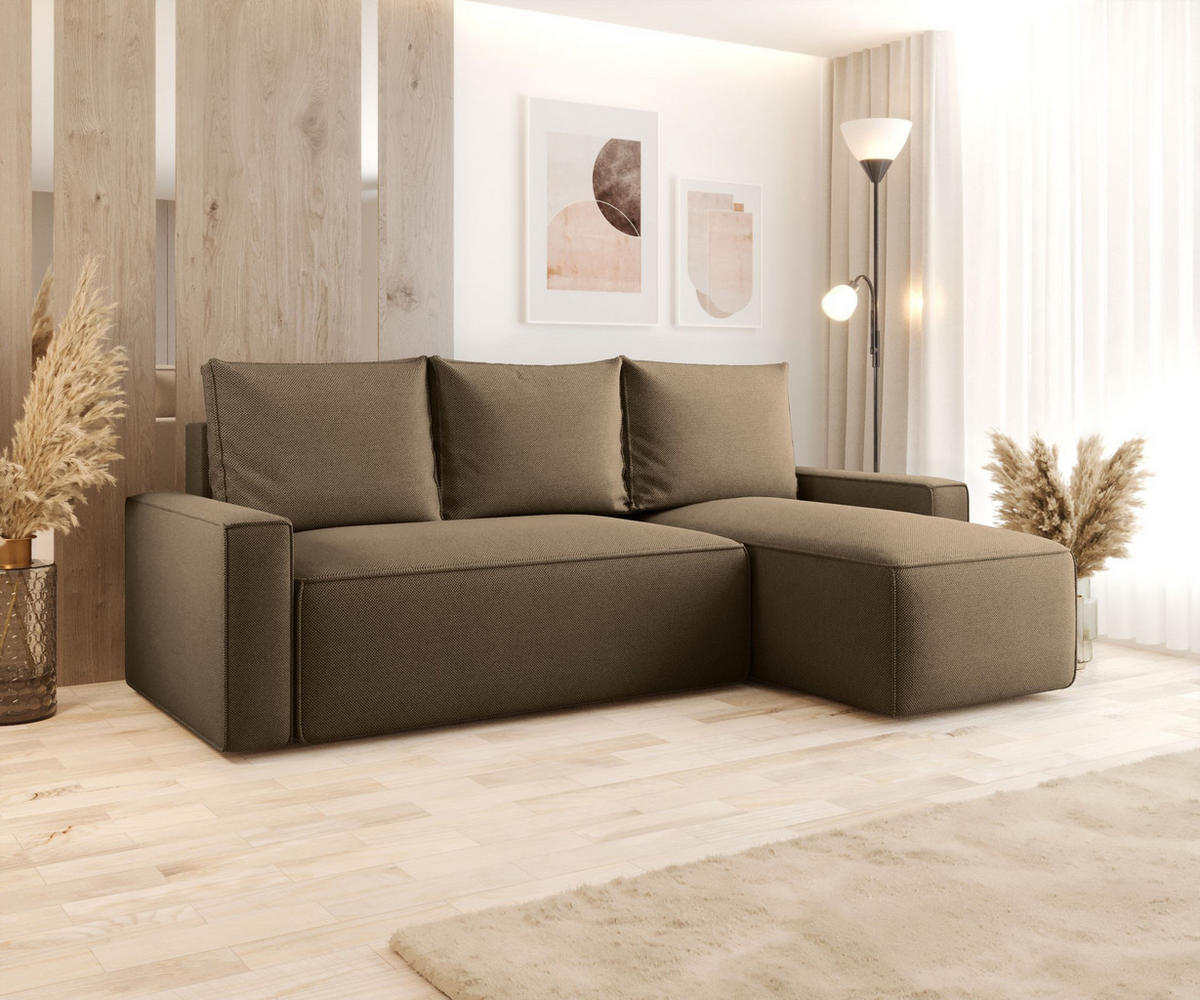 ECKSOFA mit Schlaffunktion SAVIO Curio 20 Rechts - Braun, Textil (232/140cm) - Bedante