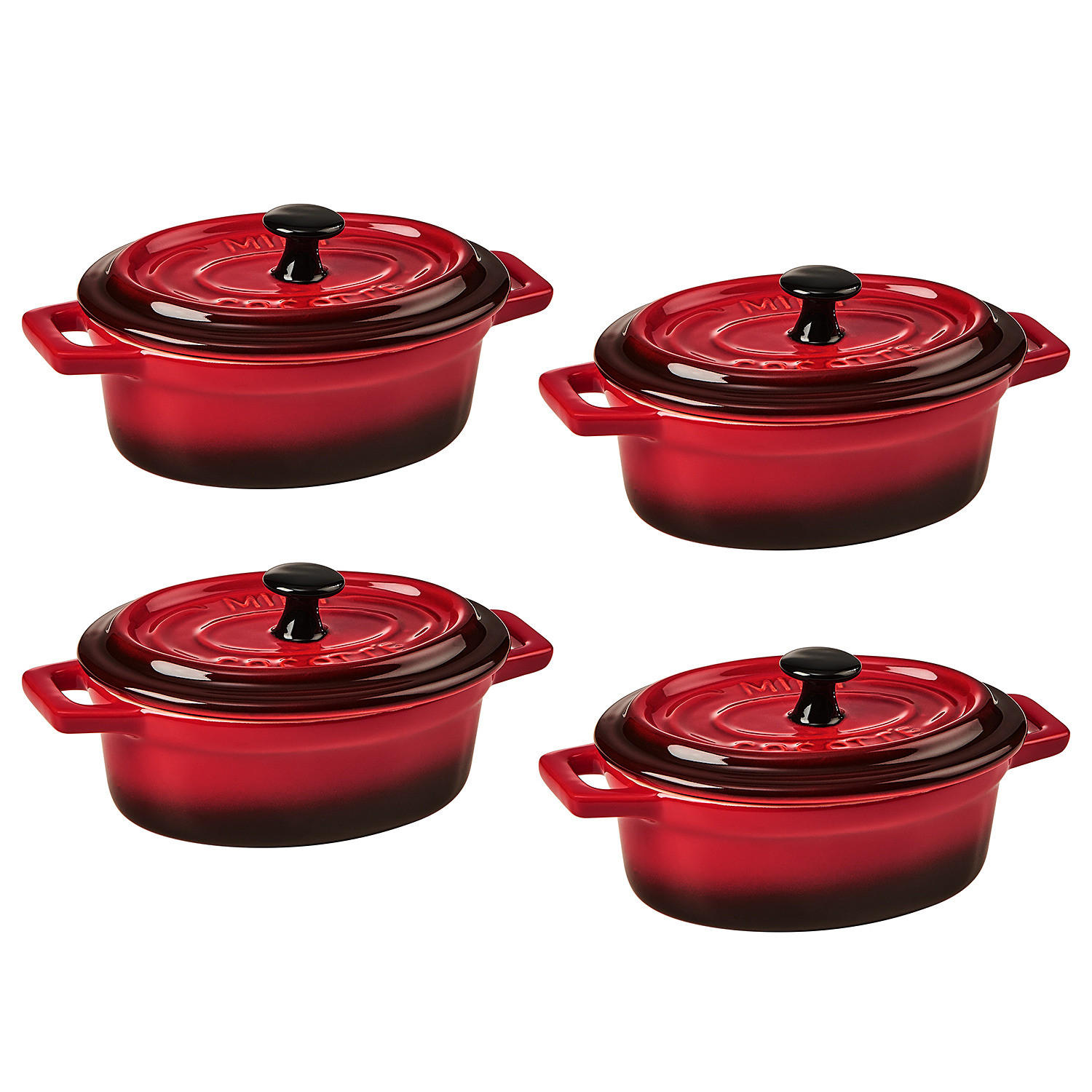 MINI-AUFLAUFFORM (4er Set) C'est Si Bon - Rot, Stein (14/9/7cm) - Butlers