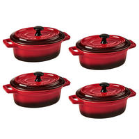 MINI-AUFLAUFFORM (4er Set) C'est Si Bon - Rot, Stein (14/9/7cm) - Butlers