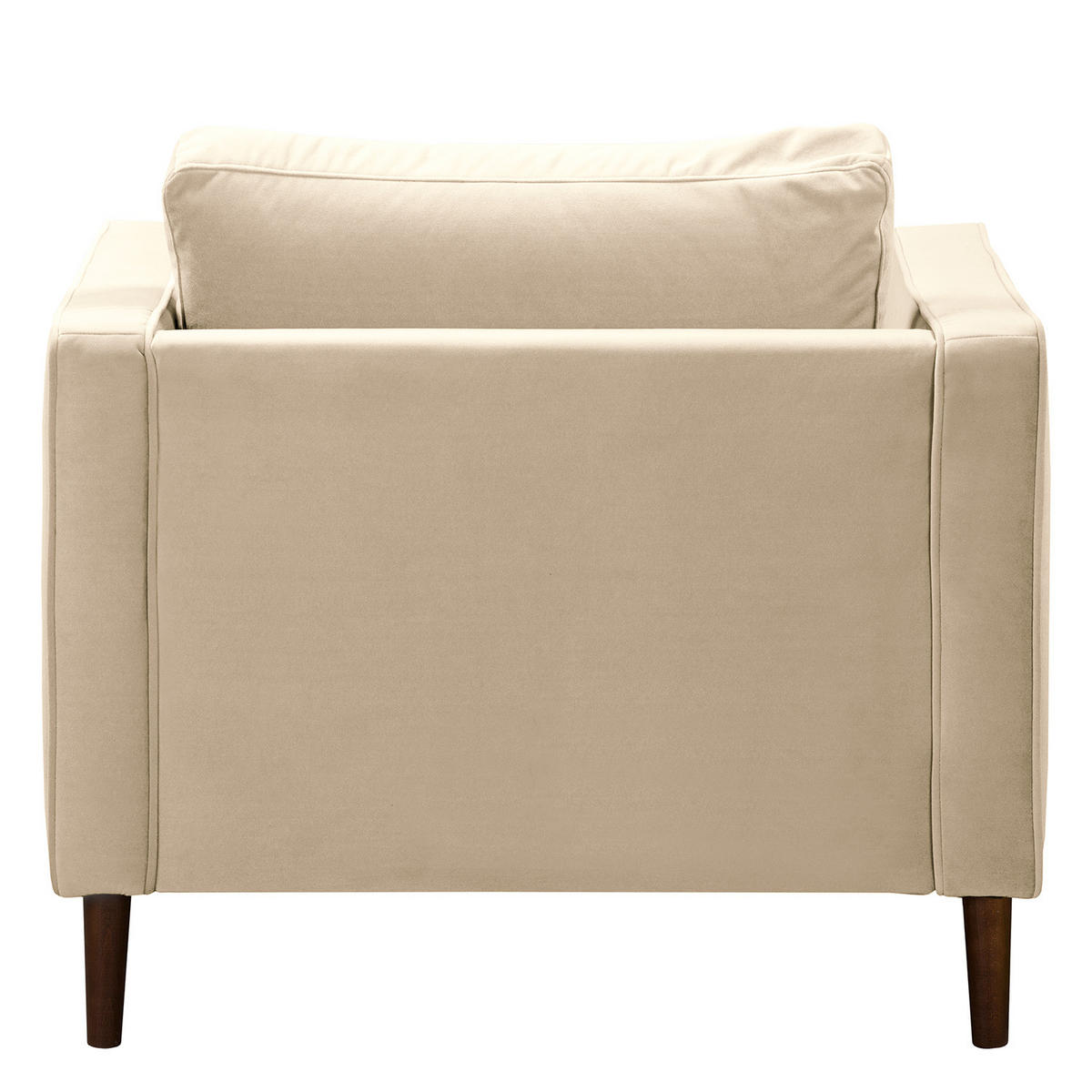 SESSEL - Samt - Dunkelbraun/Creme, Birkenholz/Textil (90/80/86cm) - home24