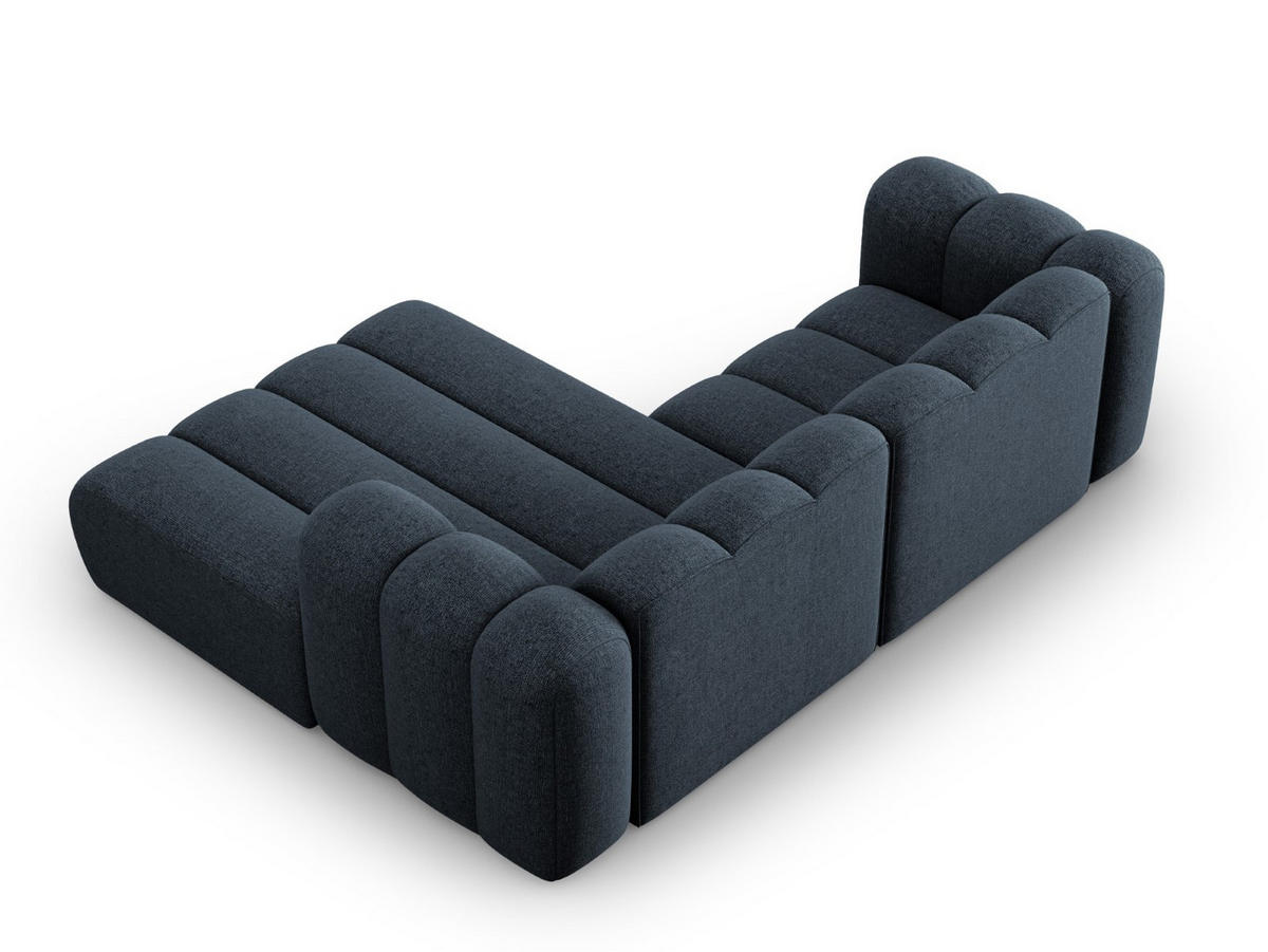 ECKSOFA modular rechts Lupine aus Chenille-Stoff königsblau 3 Sitzplätze - Dunkelblau, Textil (177/230cm) - Micadoni