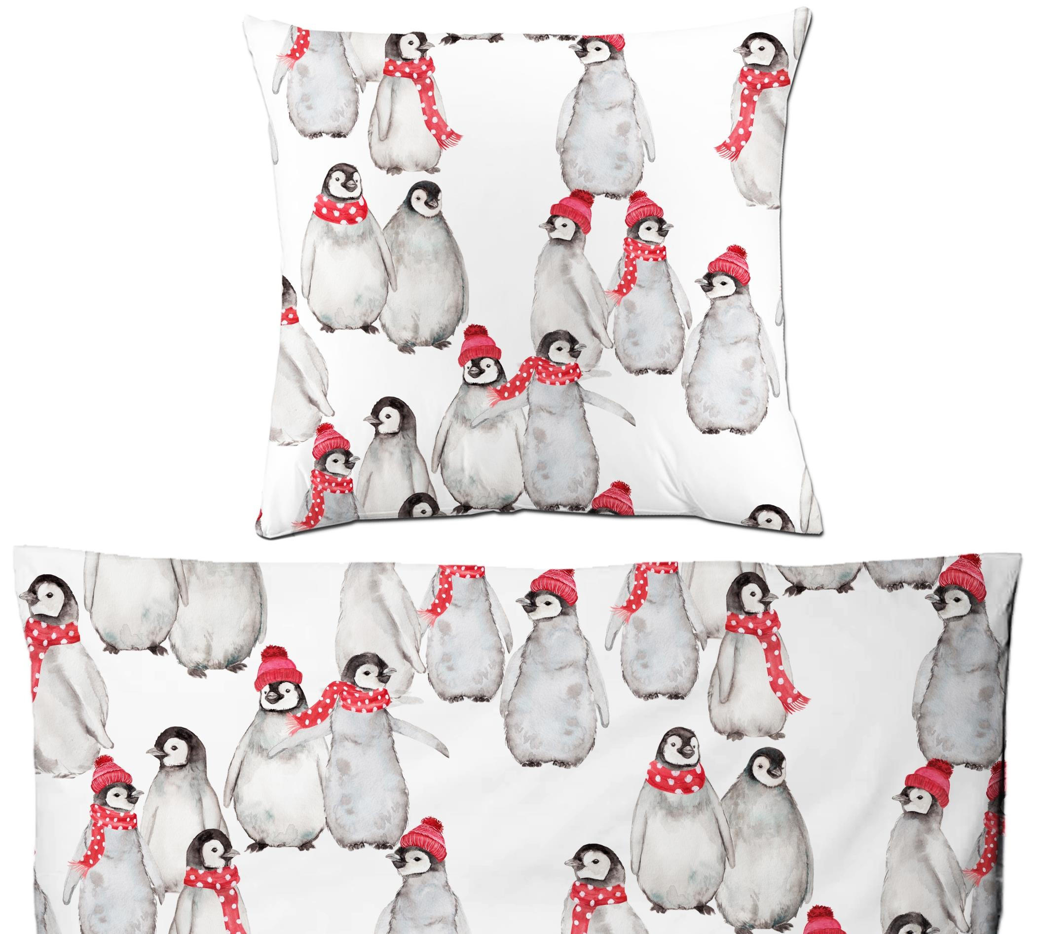 BETTWÄSCHE Biber 155x220 Pinguine Warmer Flanell Winter Bettbezug Tiere - Weiß, Textil (155/220cm) - Carpe Sonno