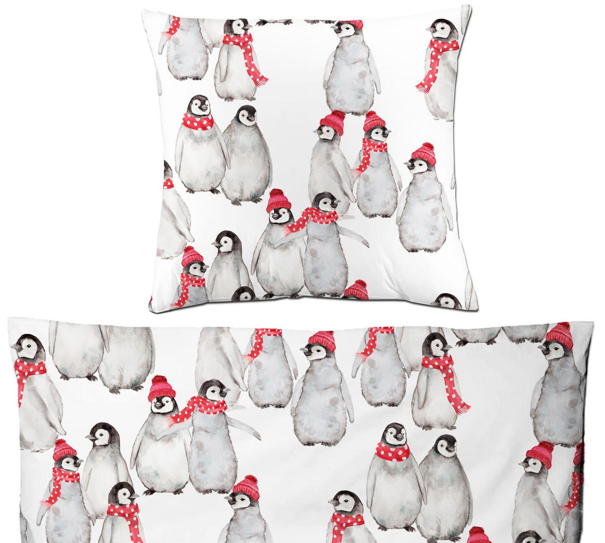 BETTWÄSCHE Biber 155x220 Pinguine Warmer Flanell Winter Bettbezug Tiere - Weiß, Textil (155/220cm) - Carpe Sonno