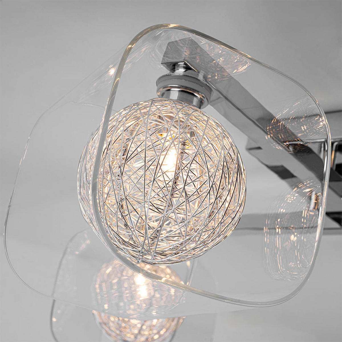 LED DECKENLEUCHTE Florentin Aluminium Silber - Silberfarben, Glas (58/58/18cm) - Brilliant