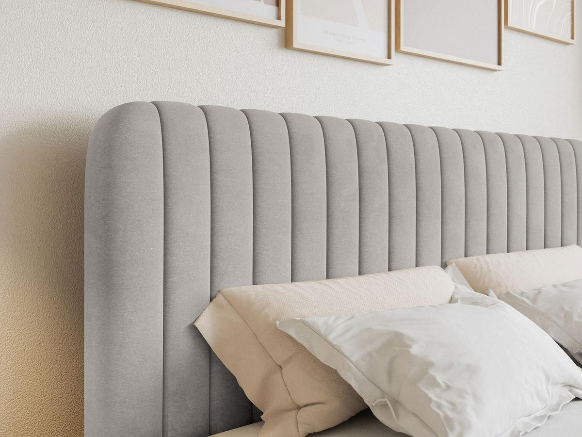 BOXBETT Saliano mit Topper und Samtbezug Greige, 200x200 cm - Taupe, Kunststoff/Textil (200/200cm) - Selsey