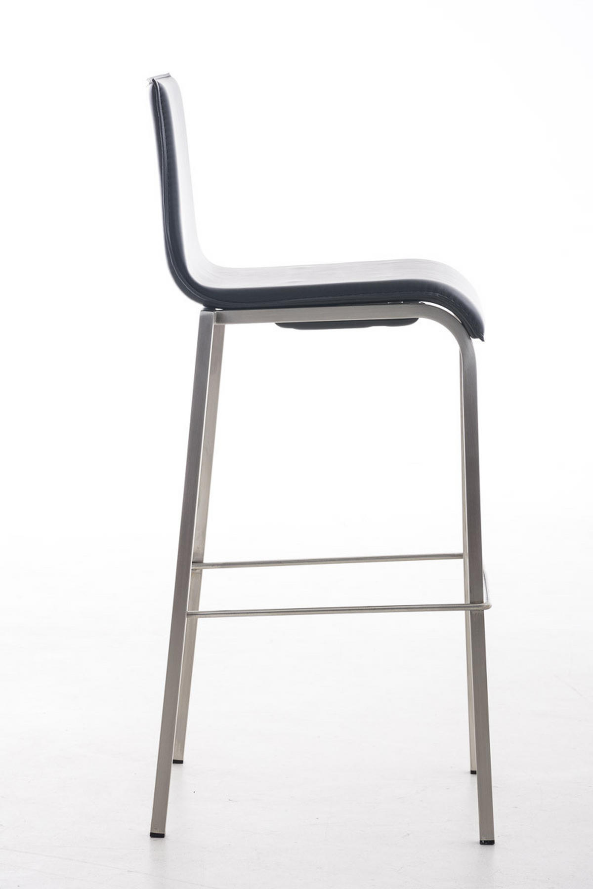 BARHOCKER Lederlook schwarz - Edelstahlfarben/Schwarz, Textil/Metall (43/103/51cm) - CLP