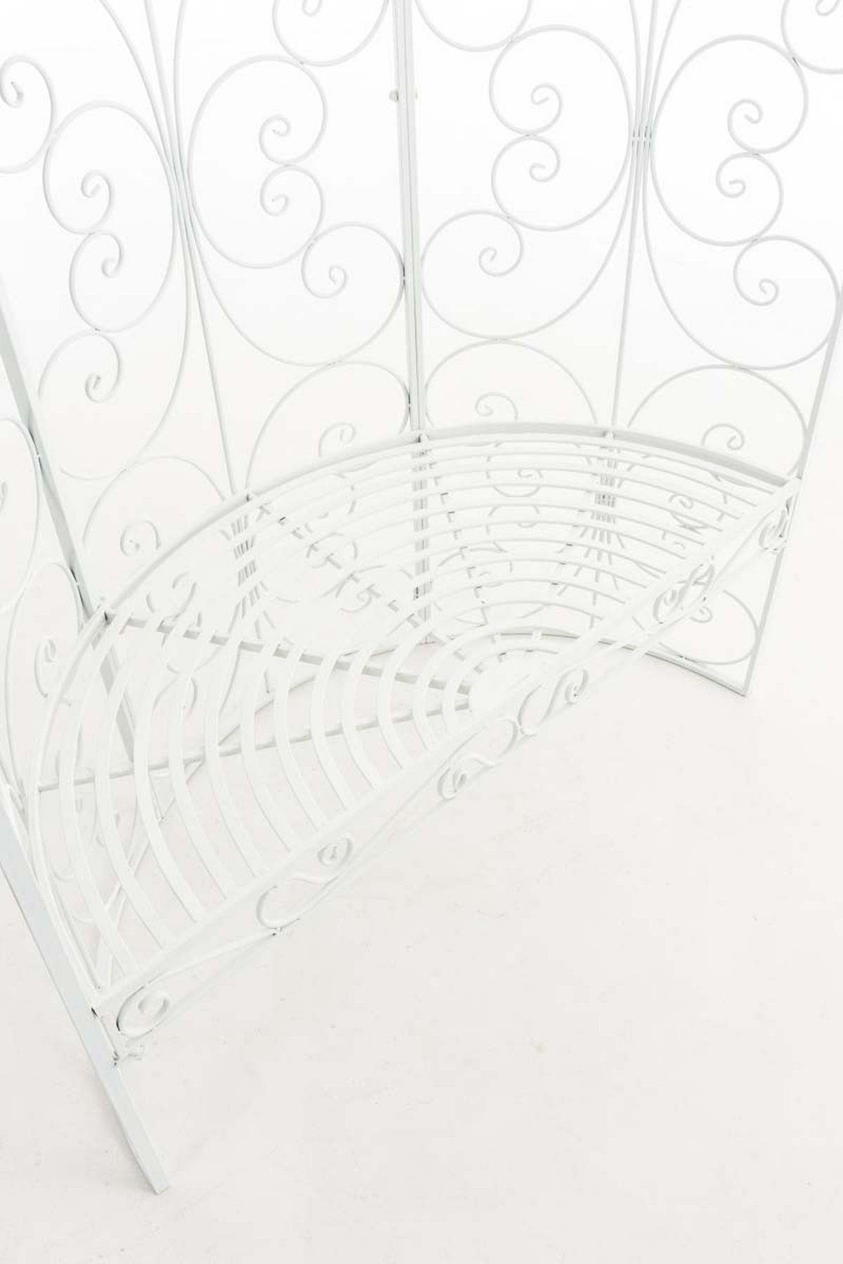 HALBPAVILLON mit Sitzbank Boston Metall Weiß Gartenbank - Weiß, Metall (120/178/58cm) - DELUKE