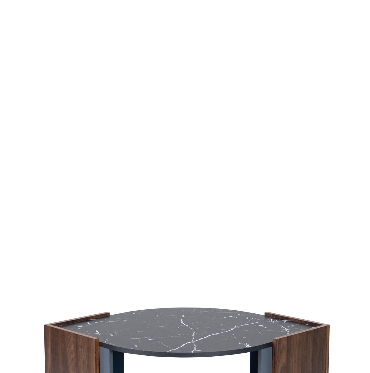 COUCHTISCH 96,5/63 cm mit Ablagefach in Marmoroptik und Walnussdekor - Schwarz, Holzwerkstoff (96.5/63/40cm) - BEAOK