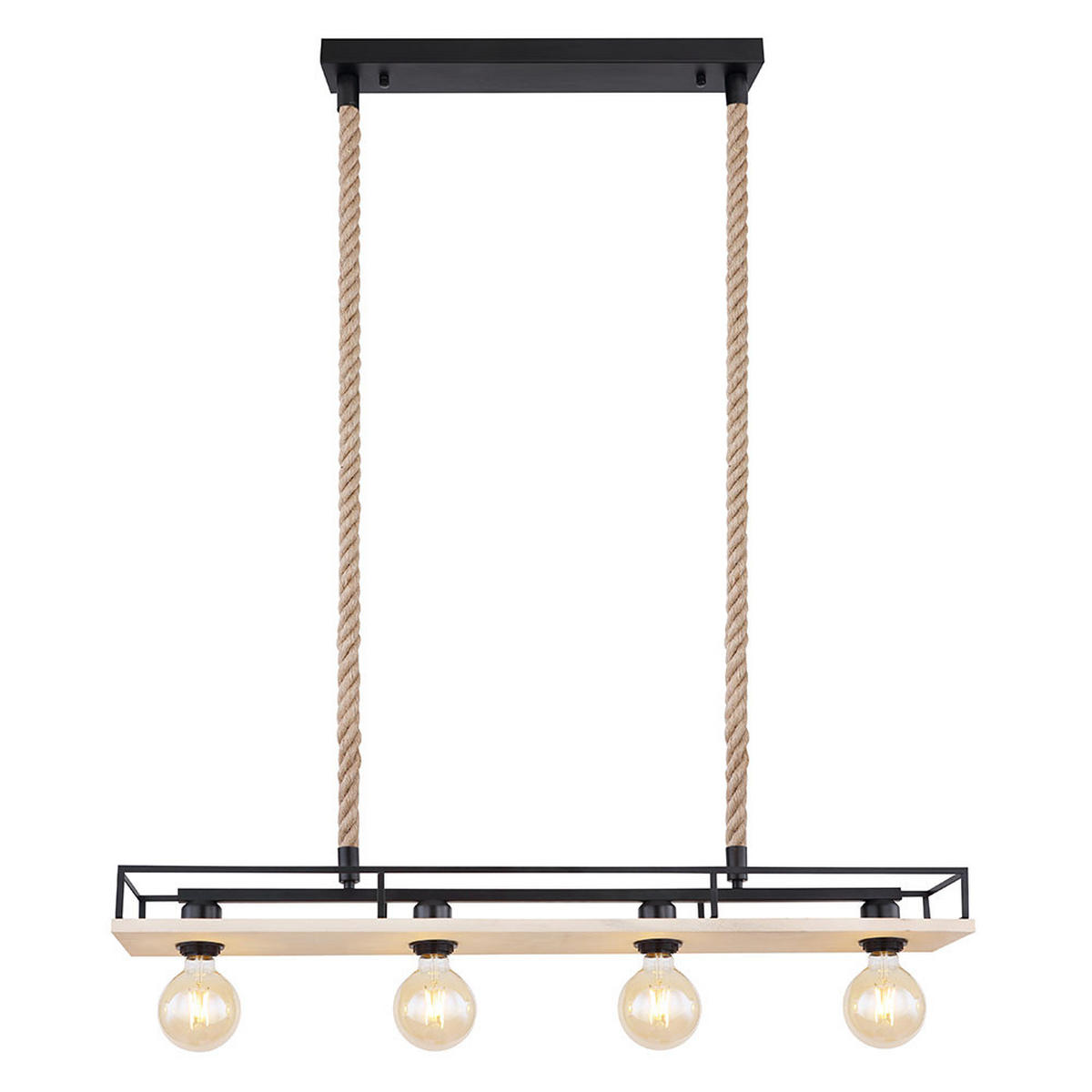 HÄNGELEUCHTE LED Holz/Metall braun/schwarz, 4-flg., 95 cm - Braun, Holz (95/15/120cm) - Globo Lighting