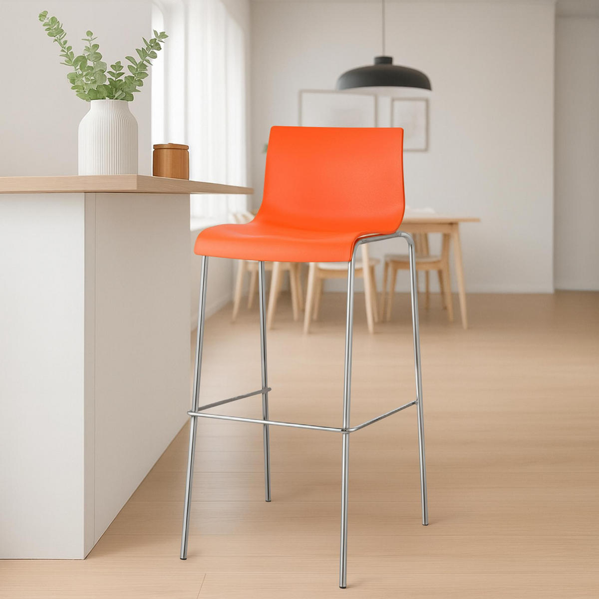 BARHOCKER Kunststoff Orange - Chromfarben/Orange, Kunststoff/Metall (43/100/48cm) - CLP