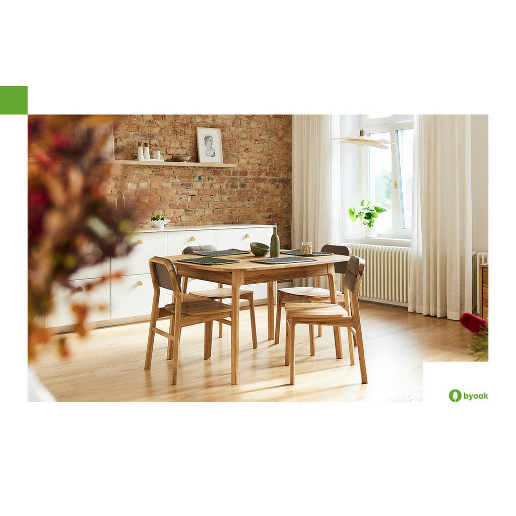 Thumbnail - byoak Esstisch, Wildeiche, Holz, Kerneiche, 100x77x130 cm, Esszimmer, Tische, Esstische