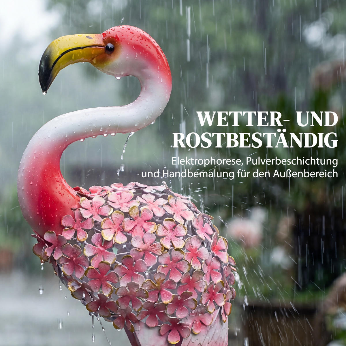 GARTENDEKO-SET 2 TLG. Flamingo, Wetterfest - Rot, Metall (19/83/28cm) - Outsunny
