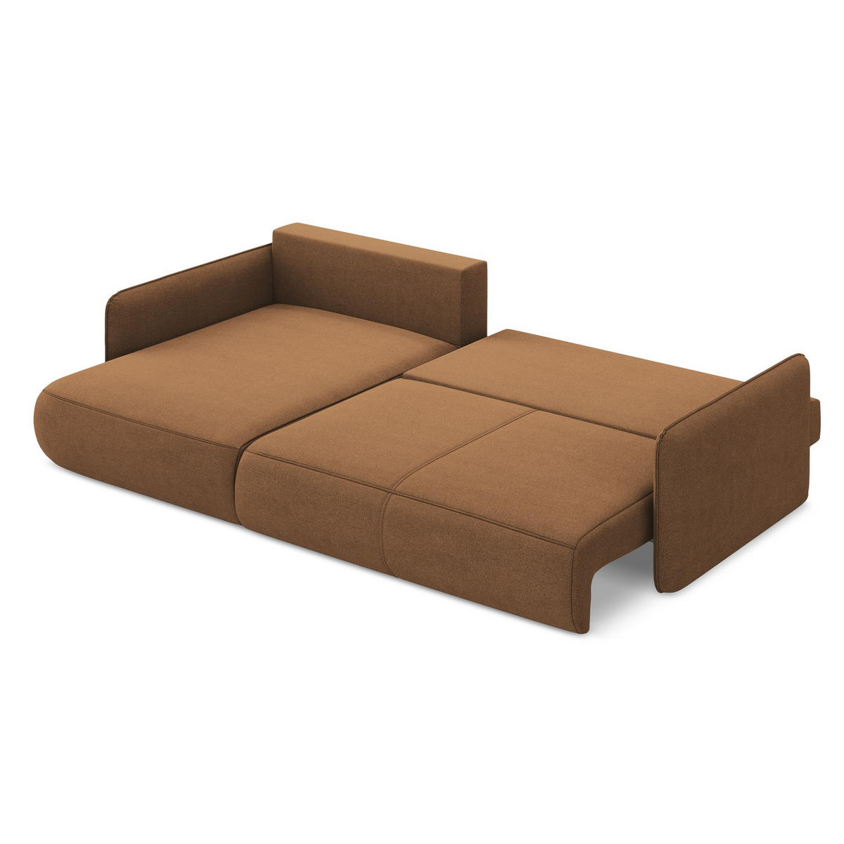 ECKSOFA mit Schlaffunktion Strukturstoff Stoff Orange - Terracotta/Schwarz, Kunststoff/Textil (148/240cm) - LaMiaSofa